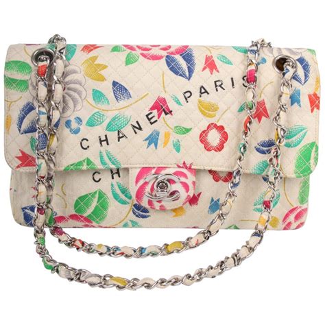 chanel vintage floral print single flap bag|chanel vintage flap bag price.